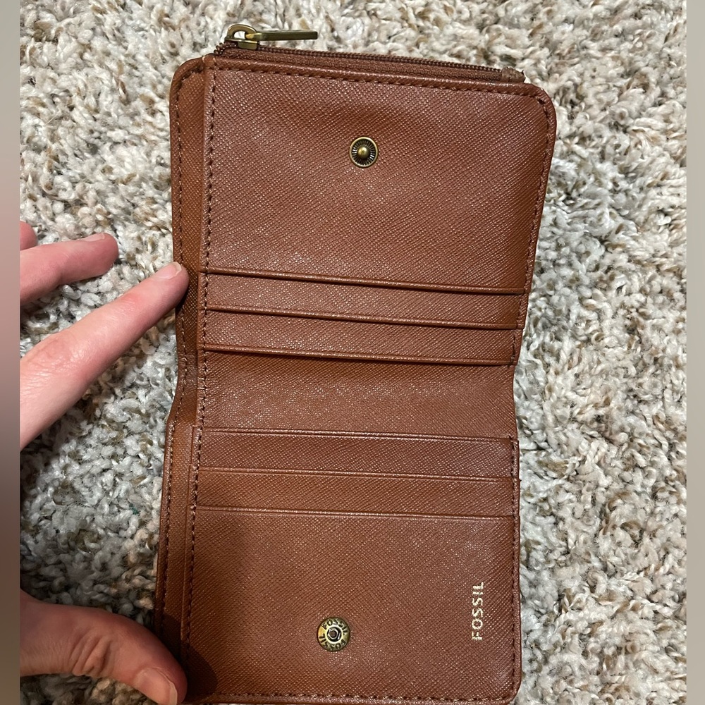 NEW FOSSIL JORI BAKED CLAY BROWN PYTHON PRINT, BIFOLD WALLET - Picture 4 of 12